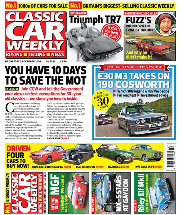 Classic Car Weekly front cover: BMW M3 vs Mercedes 190E Cosworth