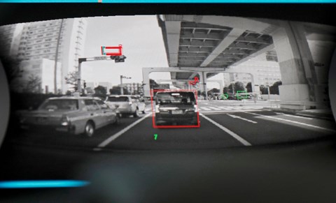 Cameras beam images back to the cabin to help the car (and driver) see what’s ahead and behind 