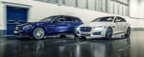 Mercedes C-class and Jaguar XE