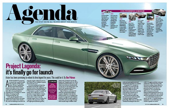 Lagonda scoop in the new July 2014 issue of CAR magazine
