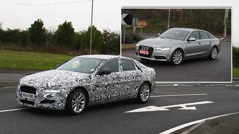 Jaguar is developing a long-wheelbase XF to challenge the stretched Audi A6 (inset)