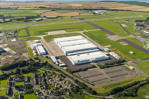 Aerial view of the new St Athan factory for Aston Maritn