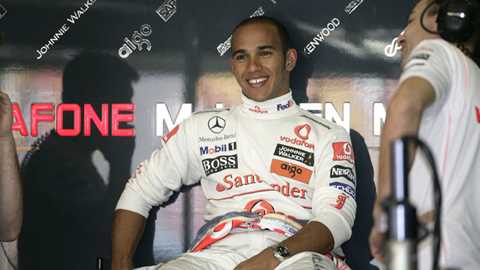 Lewis Hamilton relaxes at the Chinese Grand Prix practice today