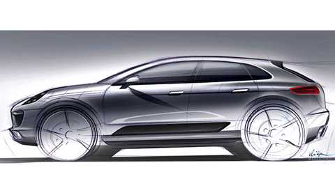 Porsche's first official sketch of the new Macan SUV