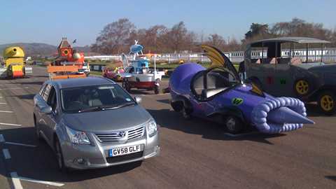 Toyota Avensis lining up with the wacky racers at Goodwood